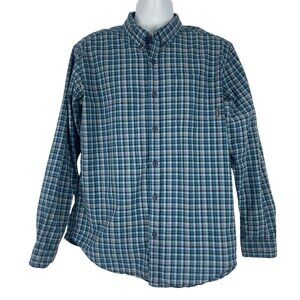 Columbia Mens Rapid River II Long Sleeve Button Down Plaid Shirt Large Blue